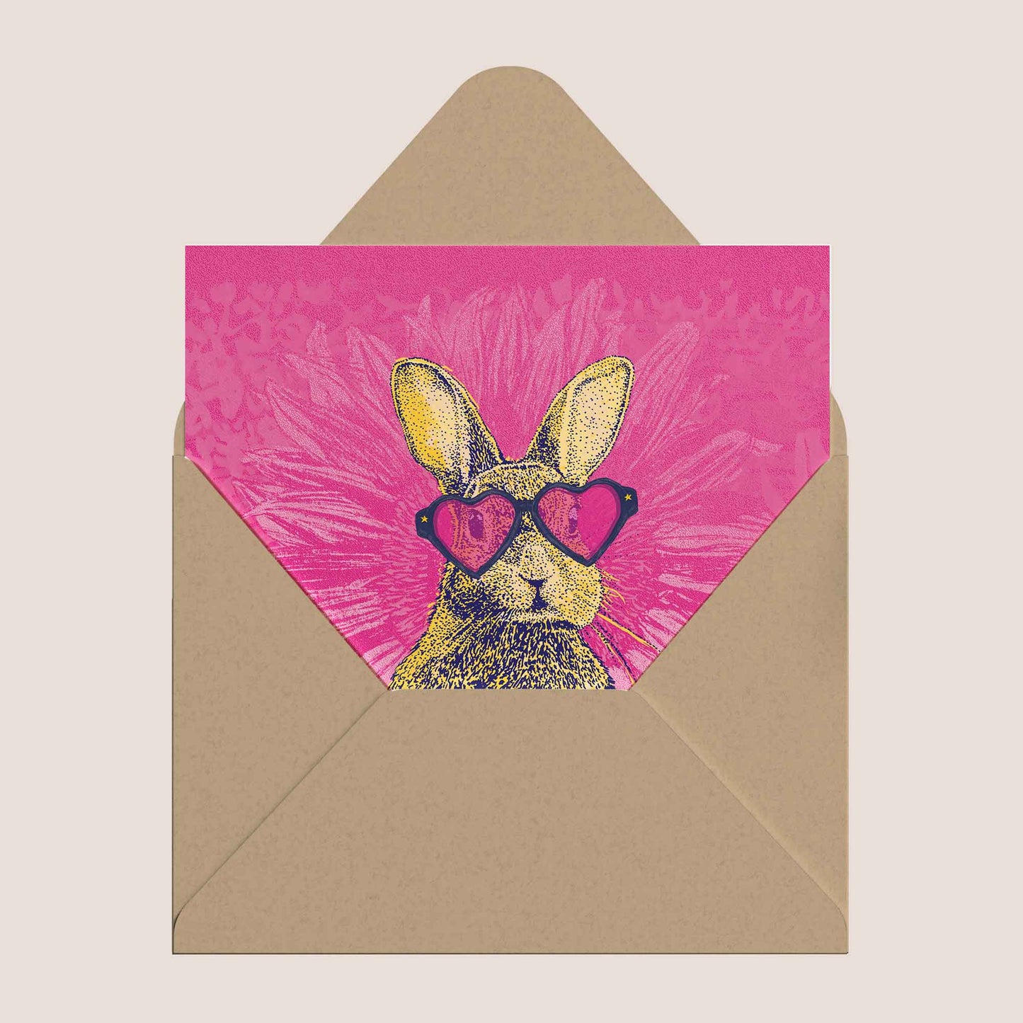 Bunny with Heart Sunglasses – Illustrated Greeting Card