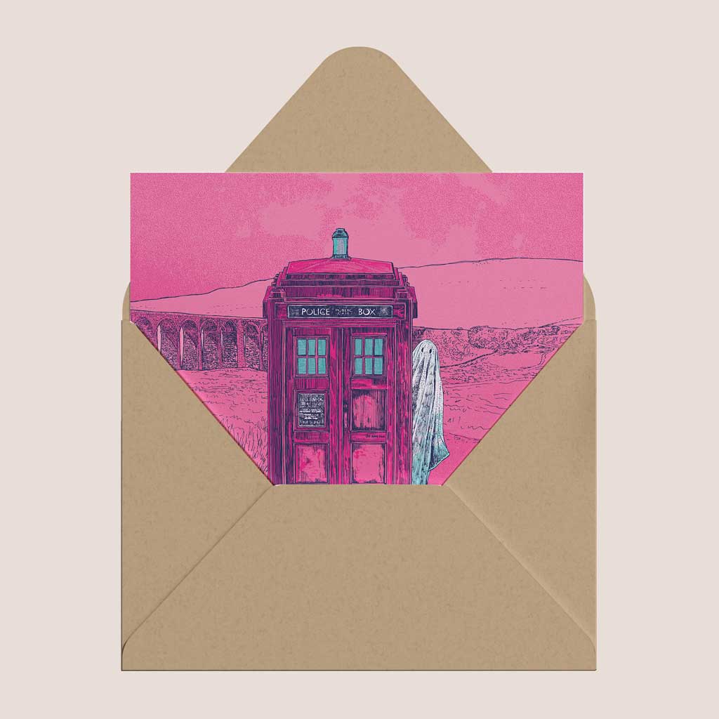 Yorkshire Who pop art greeting card with a brown envelope.