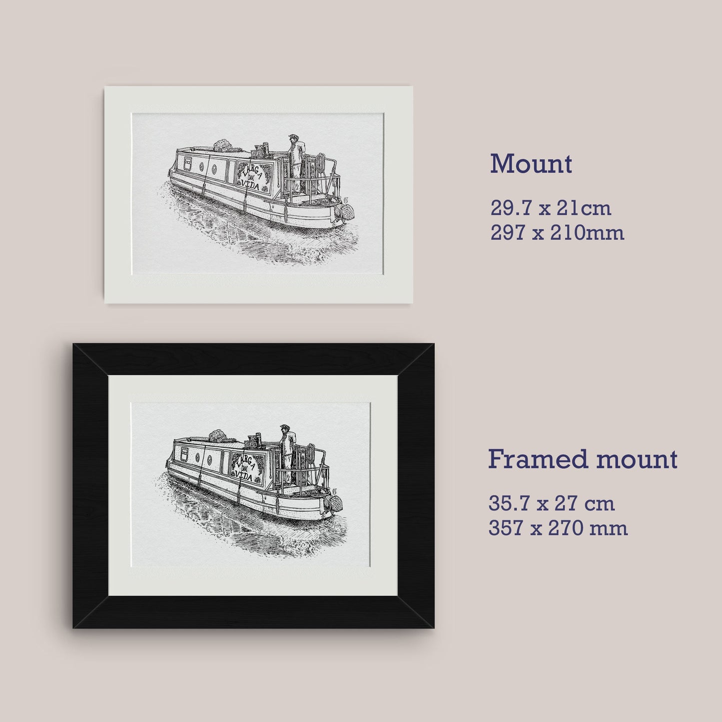 Canal Boat Black & White print - Bejojoart