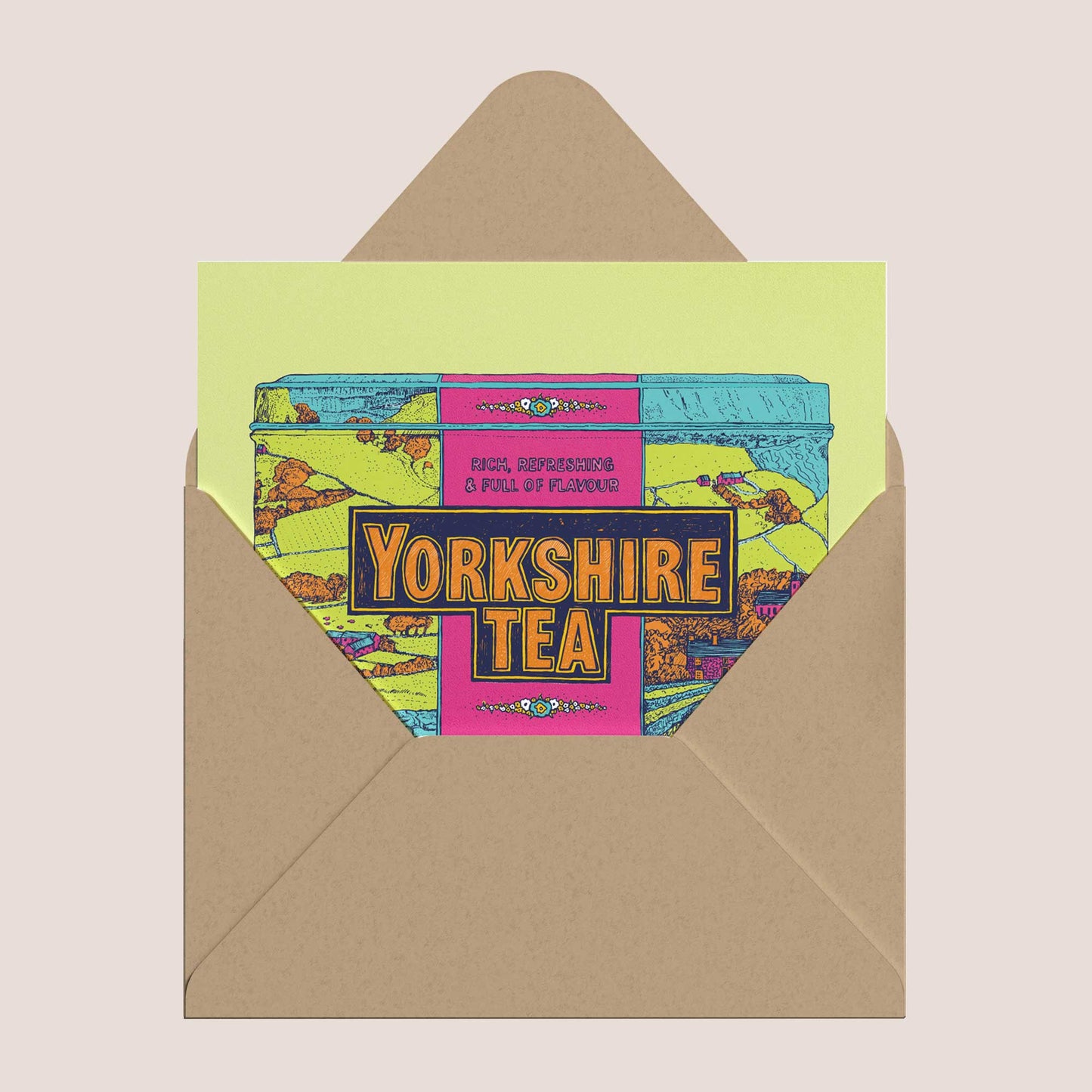 Yorkshire iconic Tea Green Pop Art Greeting Card