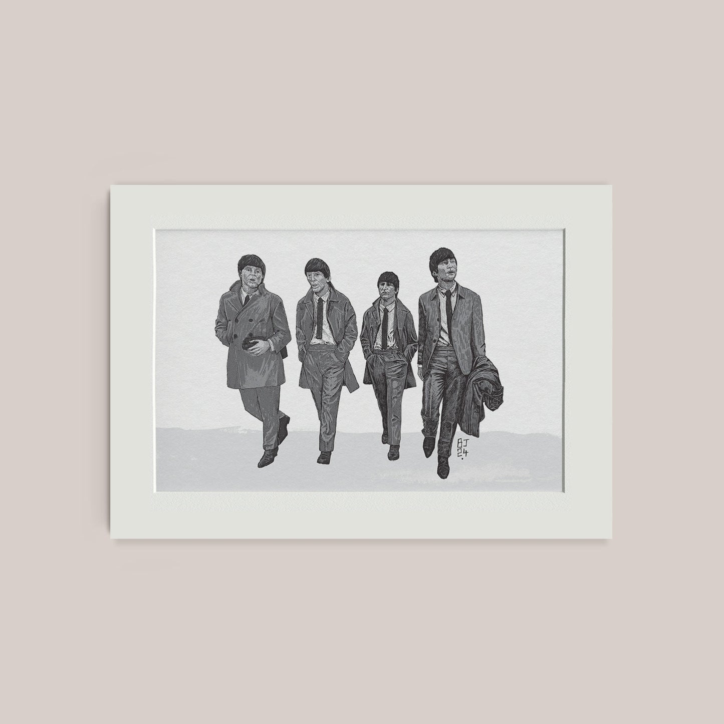 Classic Black & White Beatles Art Print - Bejojoart