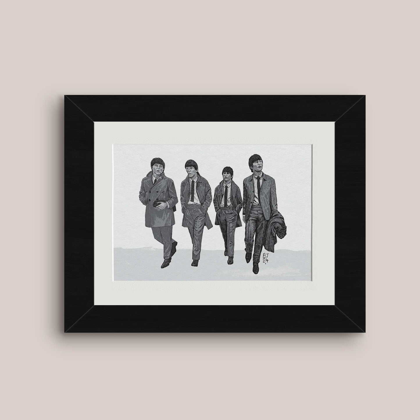 Classic Black & White Beatles Art Print - Bejojoart
