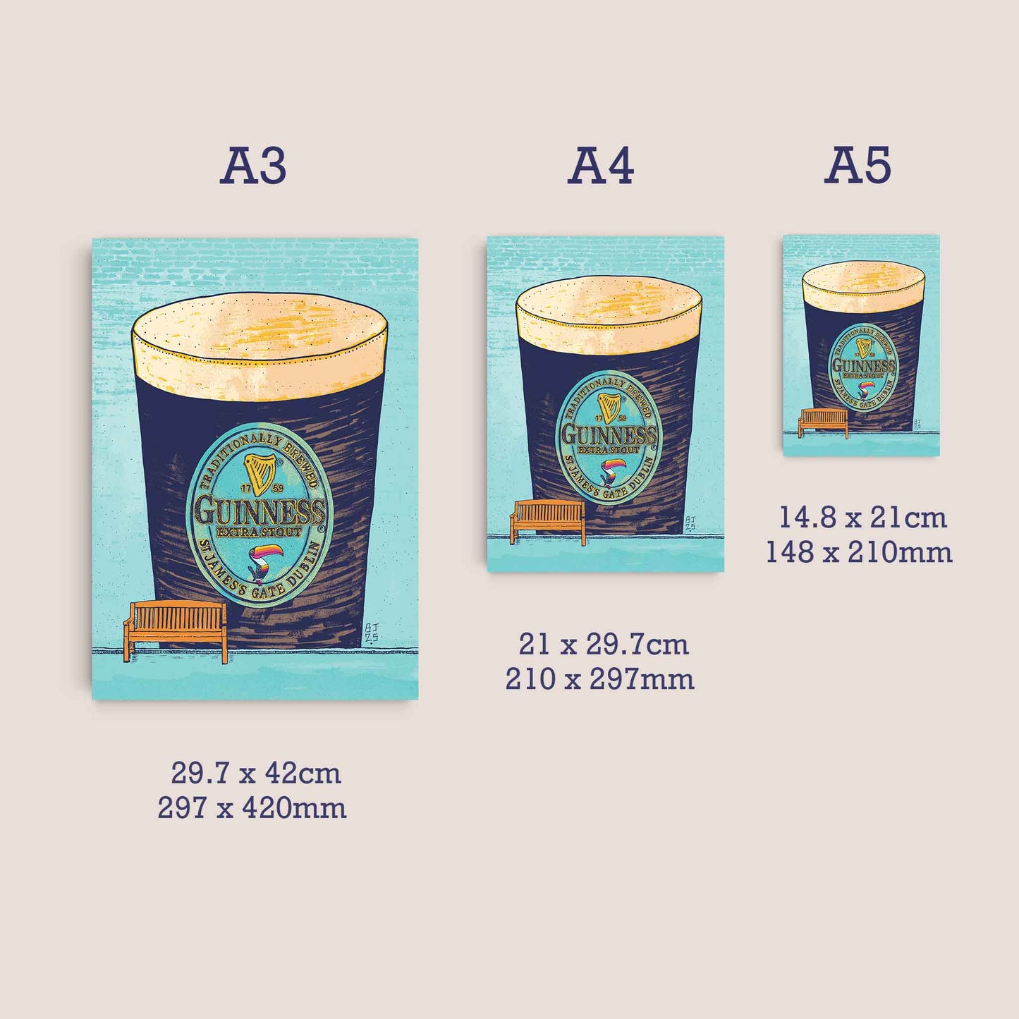 Guinness Pint Art Print – Brick Wall Illustration - Bejojoart