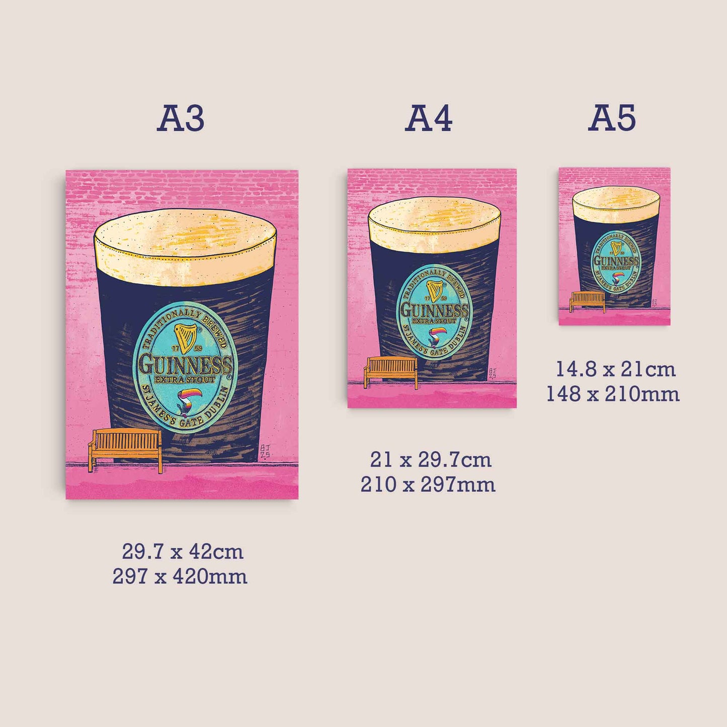 Guinness Pint Art Print – Brick Wall Illustration - Bejojoart