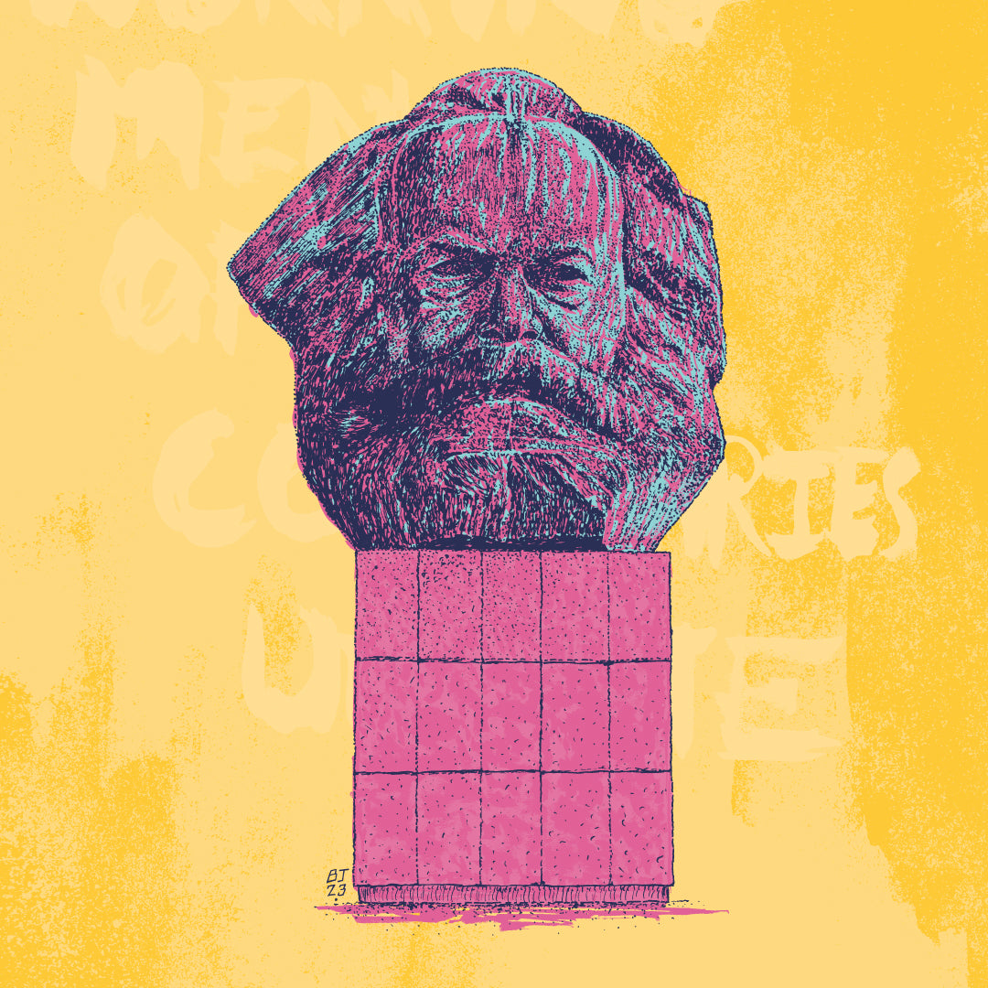 Karl Marx head - Yellow background