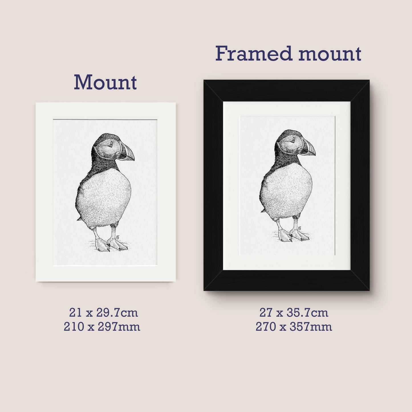 Puffin Black & White print - Bejojoart