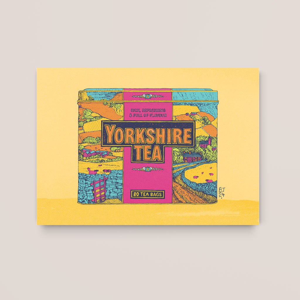 Yorkshire Tea Box Yellow background - Iconic British Pop Culture Decor - Bejojoart