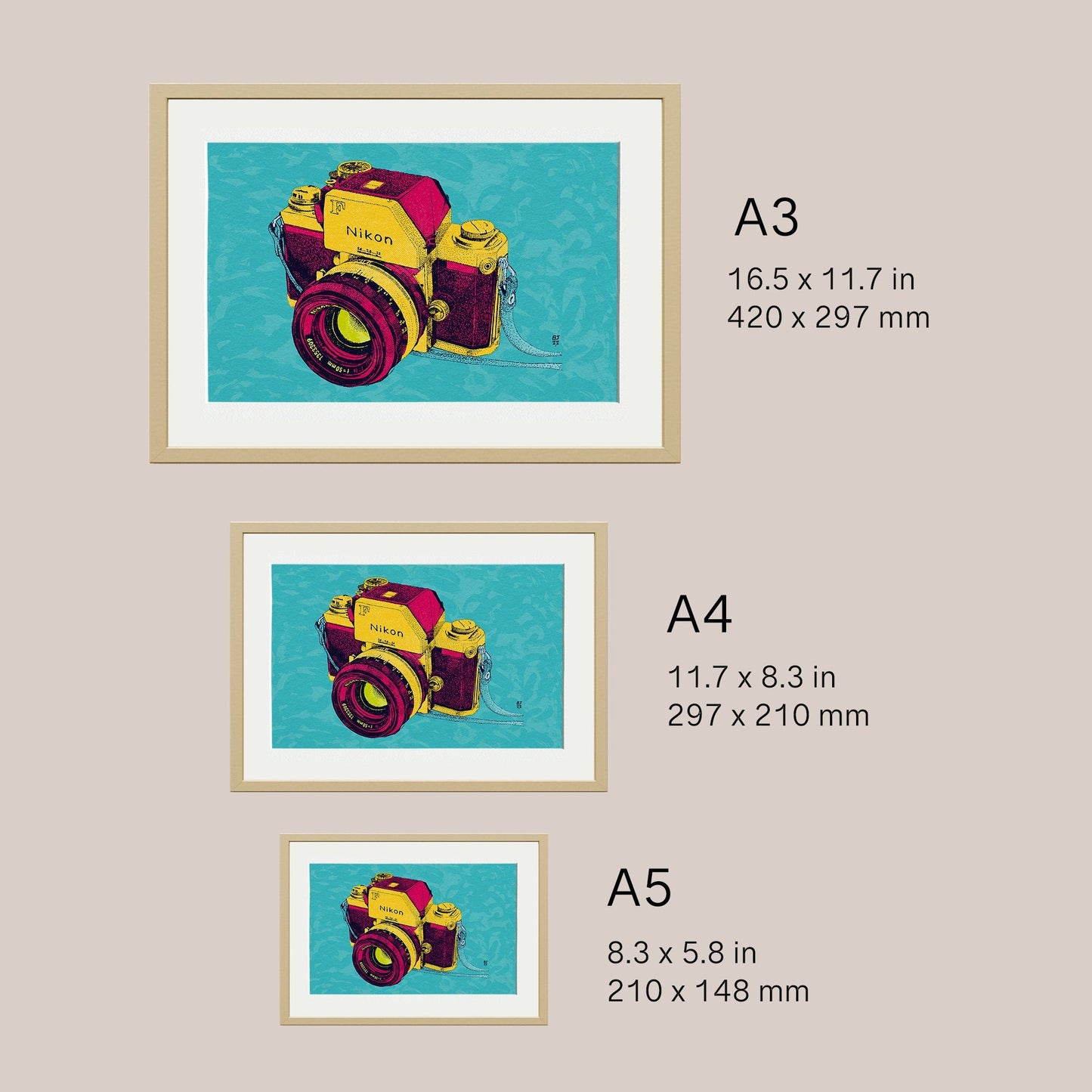 Vintage camera poster - Bejojoart