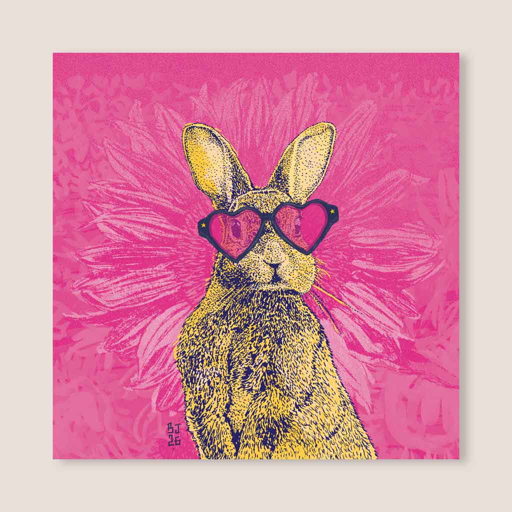 Bunny with Heart Sunglasses – Illustrated Greeting Card
