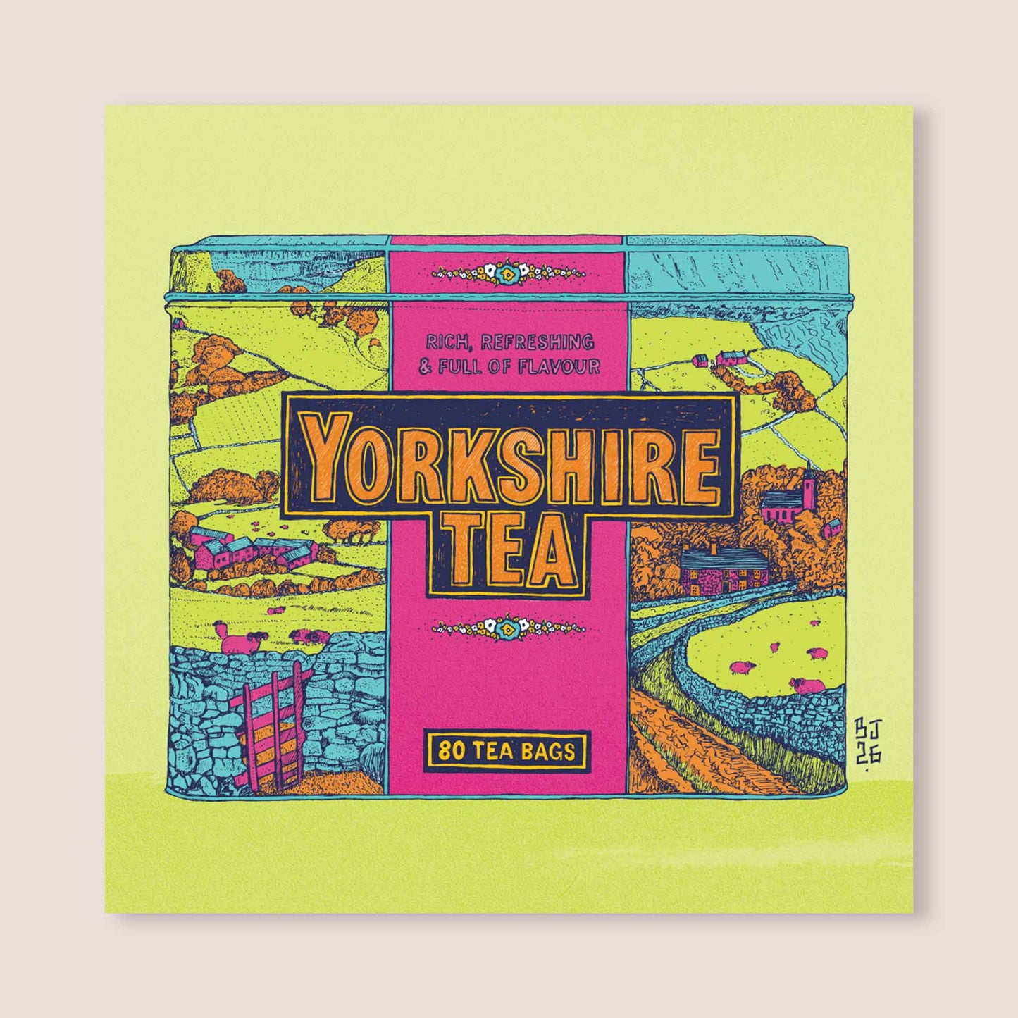 Yorkshire iconic Tea Green Pop Art Greeting Card