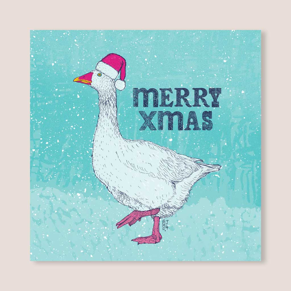 Close up details of the goose card