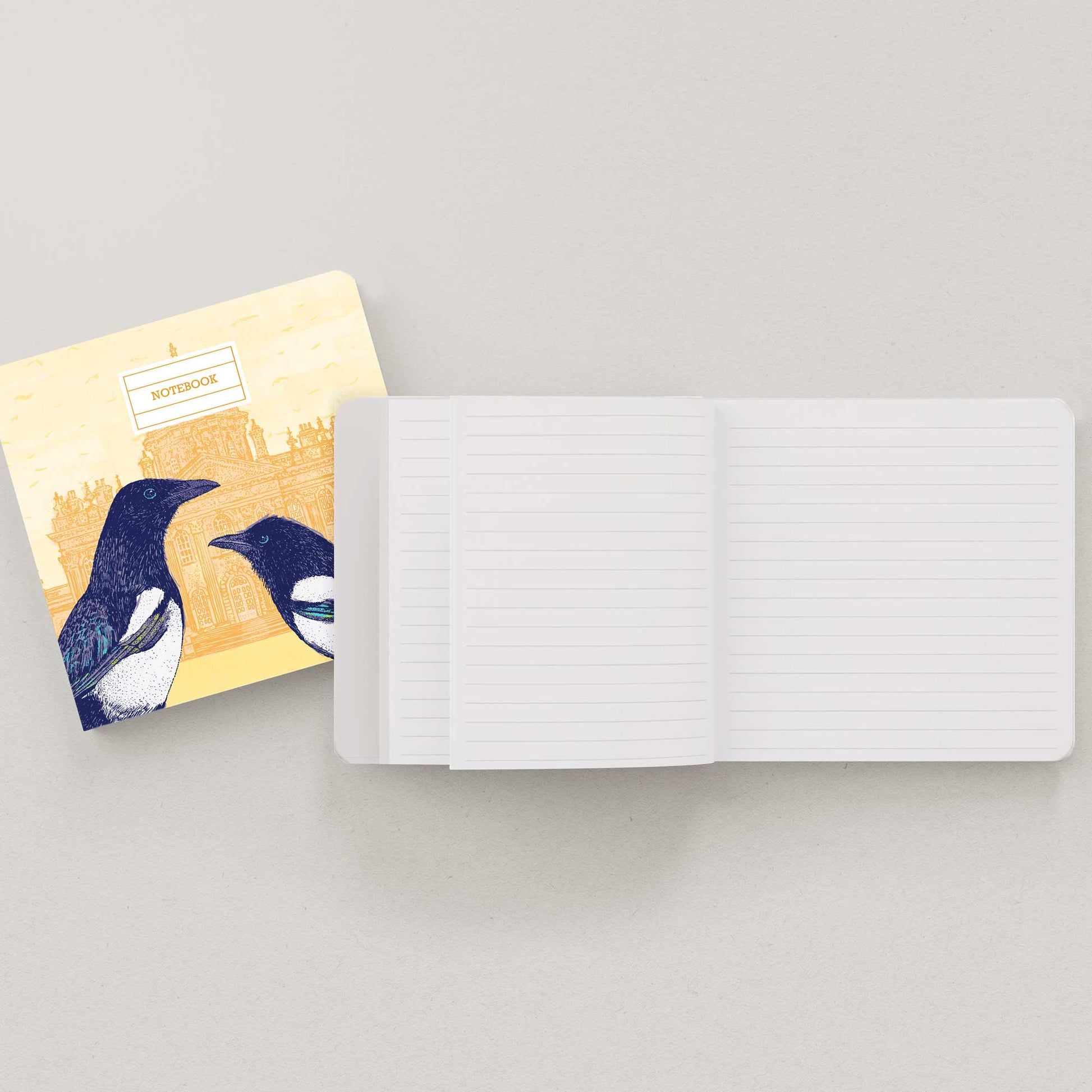 Magpies illustration notebook by Bejojoart with lined pages