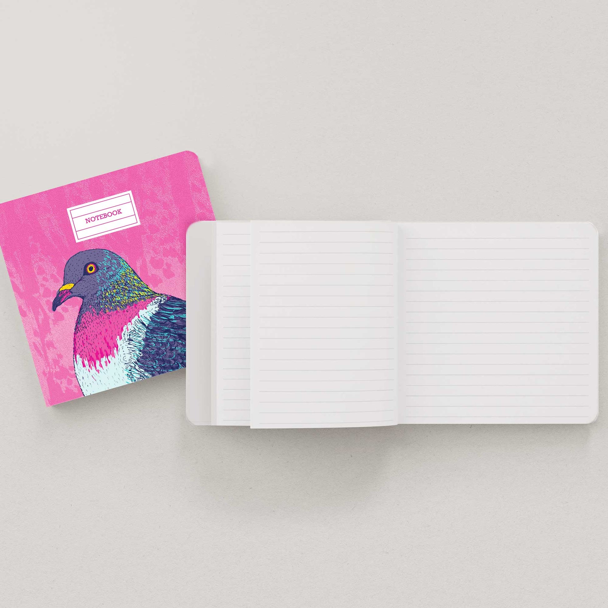 Pigeon illustration notebook by Bejojoart with lined pages