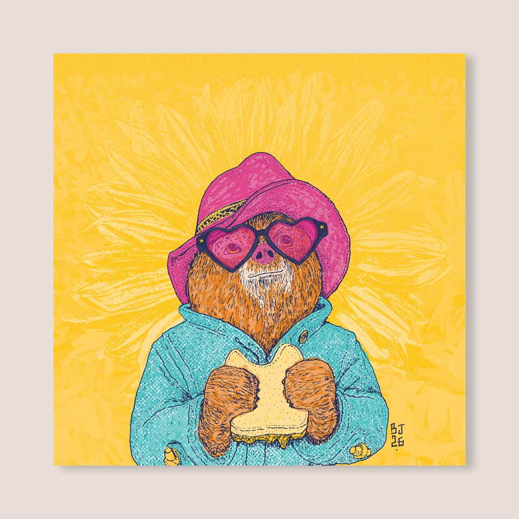 Bear with Sandwich – Illustrated Greeting Card