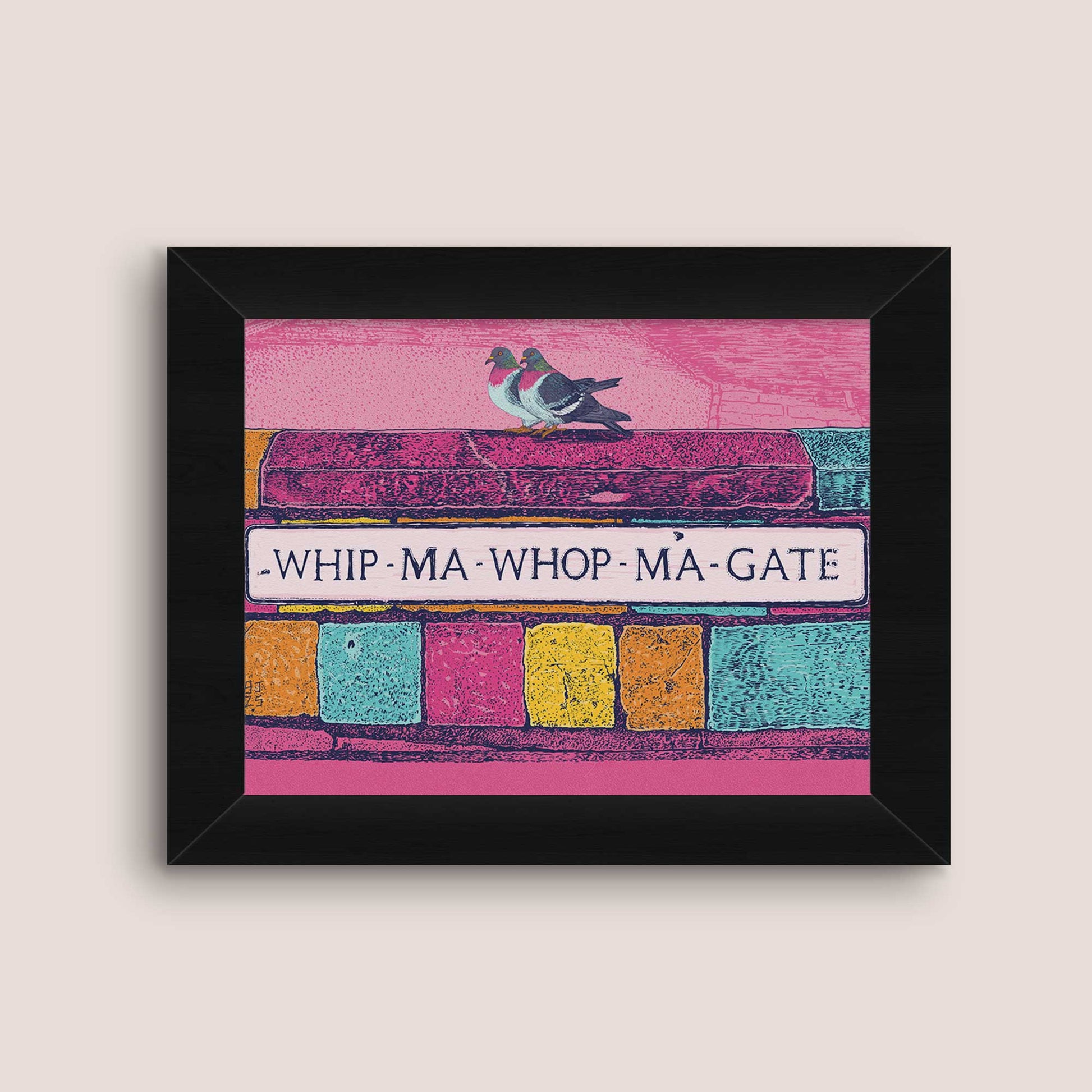 Framed artwork of Whip-Ma-Whop-Ma-Gate York print