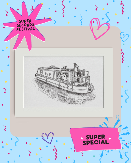 Canal Boat Black & White print