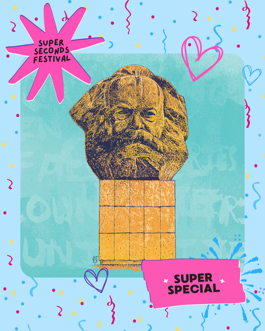 Karl Marx head - blue background