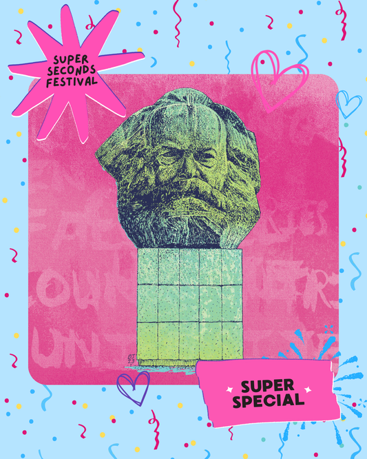Karl Marx head - pink background