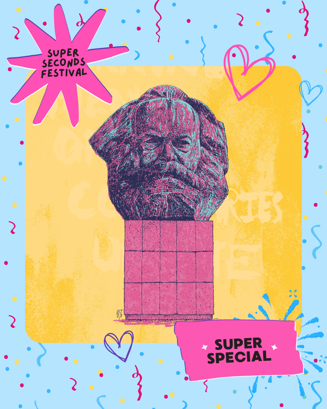 Karl Marx head - Yellow background