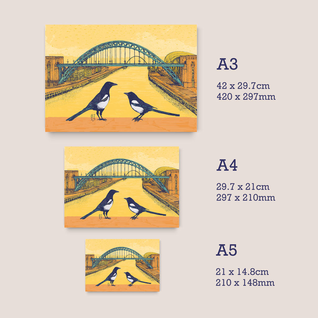  Artworks with dimensions displayed for A5, A4 and A3 prints sizes