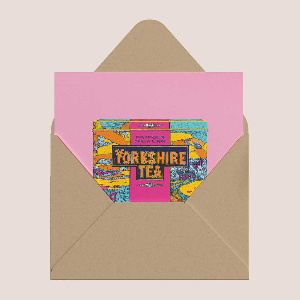 Yorkshire iconic Tea Pink Pop Art Greeting Card