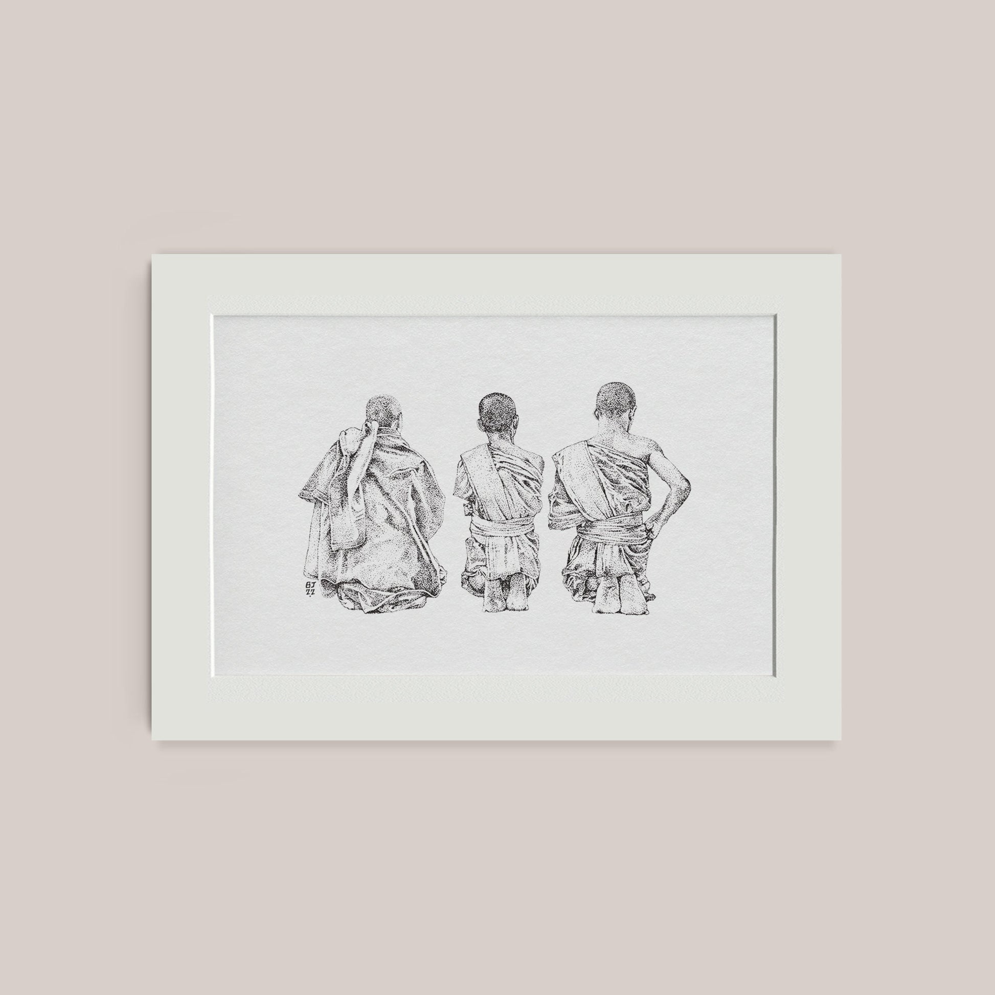 Buddhist Monks Black & White print - Bejojoart