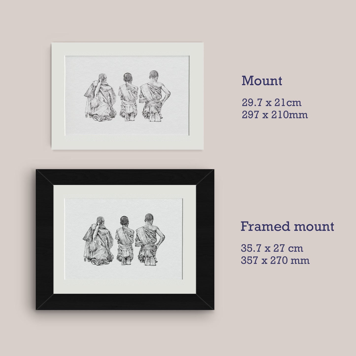 Buddhist Monks Black & White print - Bejojoart