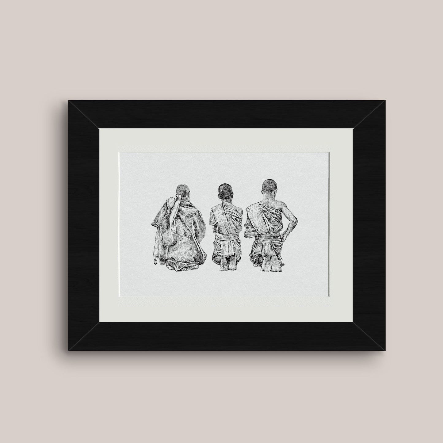 Buddhist Monks Black & White print - Bejojoart