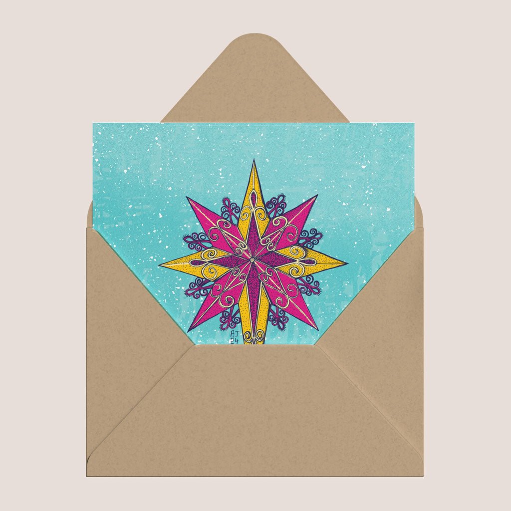Christmas Star – Merry Xmas Card - Bejojoart