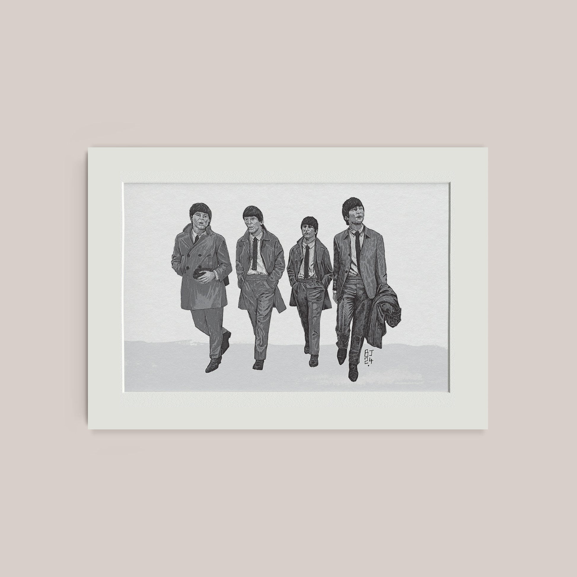 Classic Black & White Beatles Art Print - Bejojoart