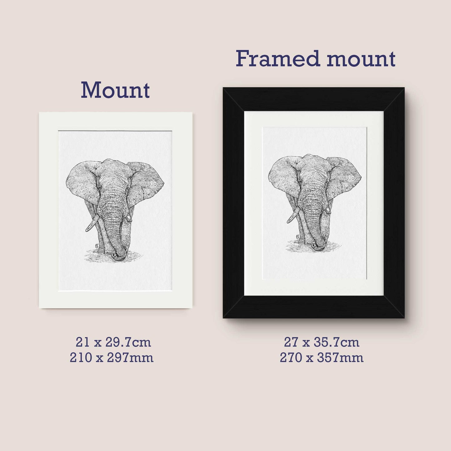 Elephant Black & White print - Bejojoart