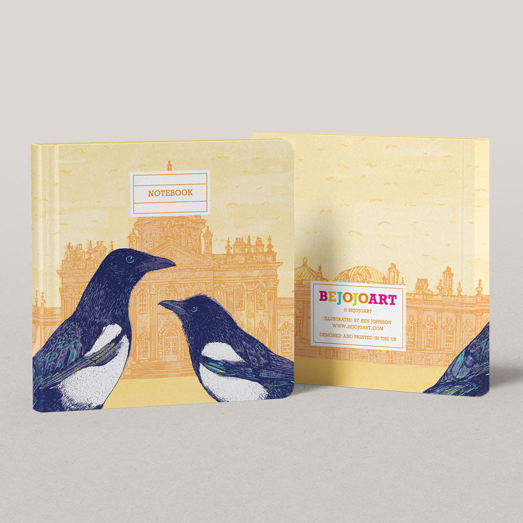 Magpies illustration notebook by Bejojoart