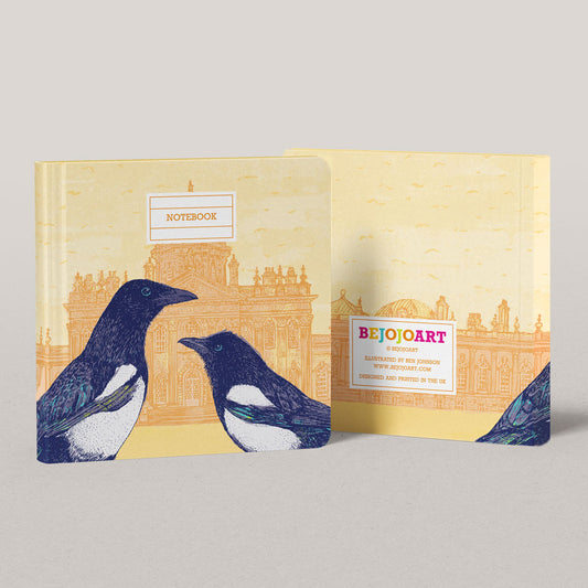 Magpies illustration notebook by Bejojoart
