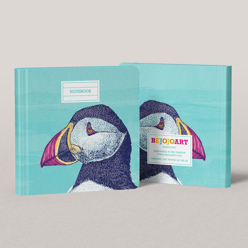 Puffin illustration notebook by Bejojoart