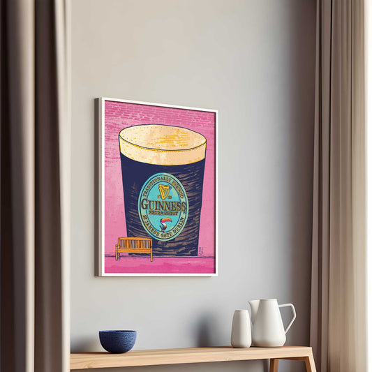 Guinness Pint Art Print – Brick Wall Illustration - Bejojoart