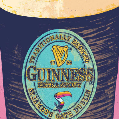 Guinness Pint Art Print – Brick Wall Illustration - Bejojoart
