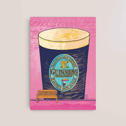 Guinness Pint Art Print – Brick Wall Illustration - Bejojoart
