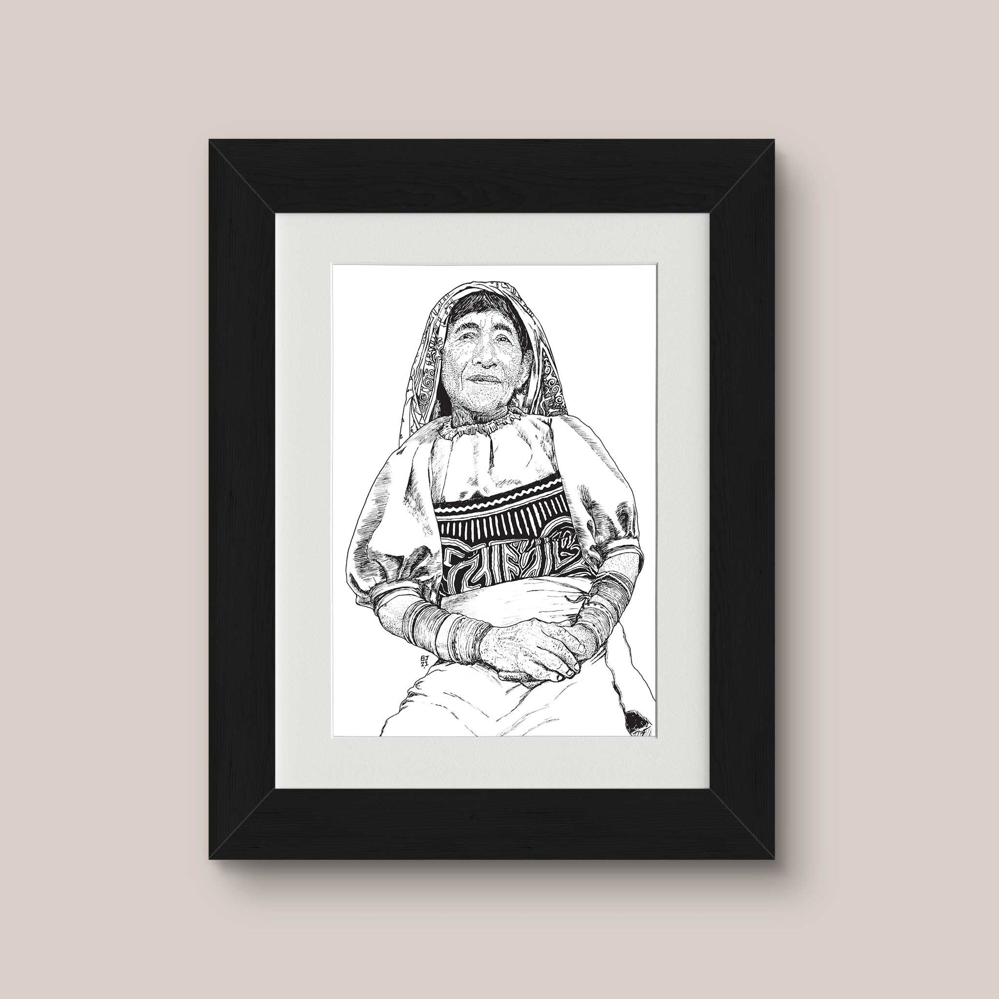 Guna portrait Black & White print - Bejojoart