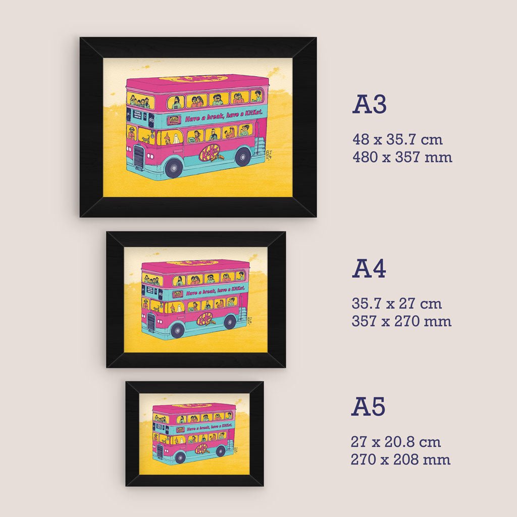 Kit - Kat Bus – Colourful Art Print - Bejojoart