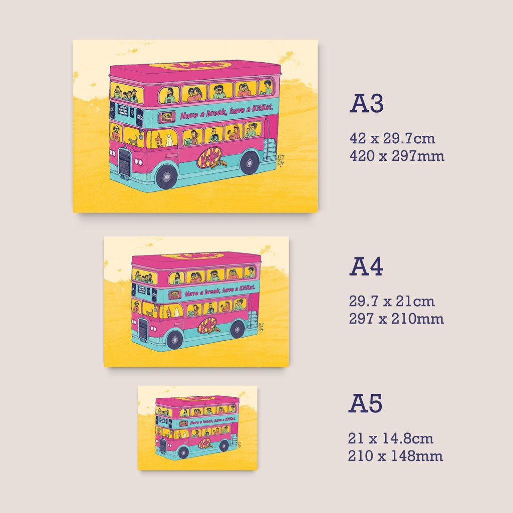 Kit - Kat Bus – Colourful Art Print - Bejojoart