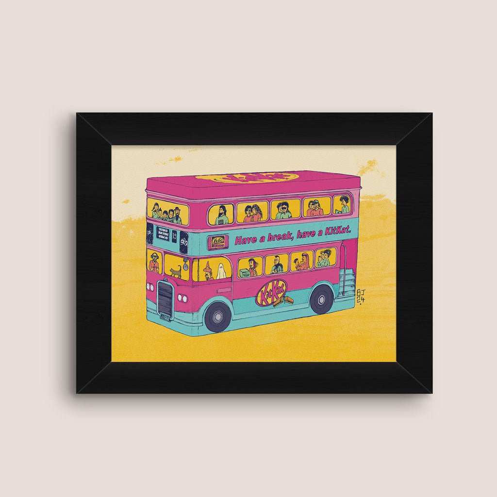 Kit - Kat Bus – Colourful Art Print - Bejojoart