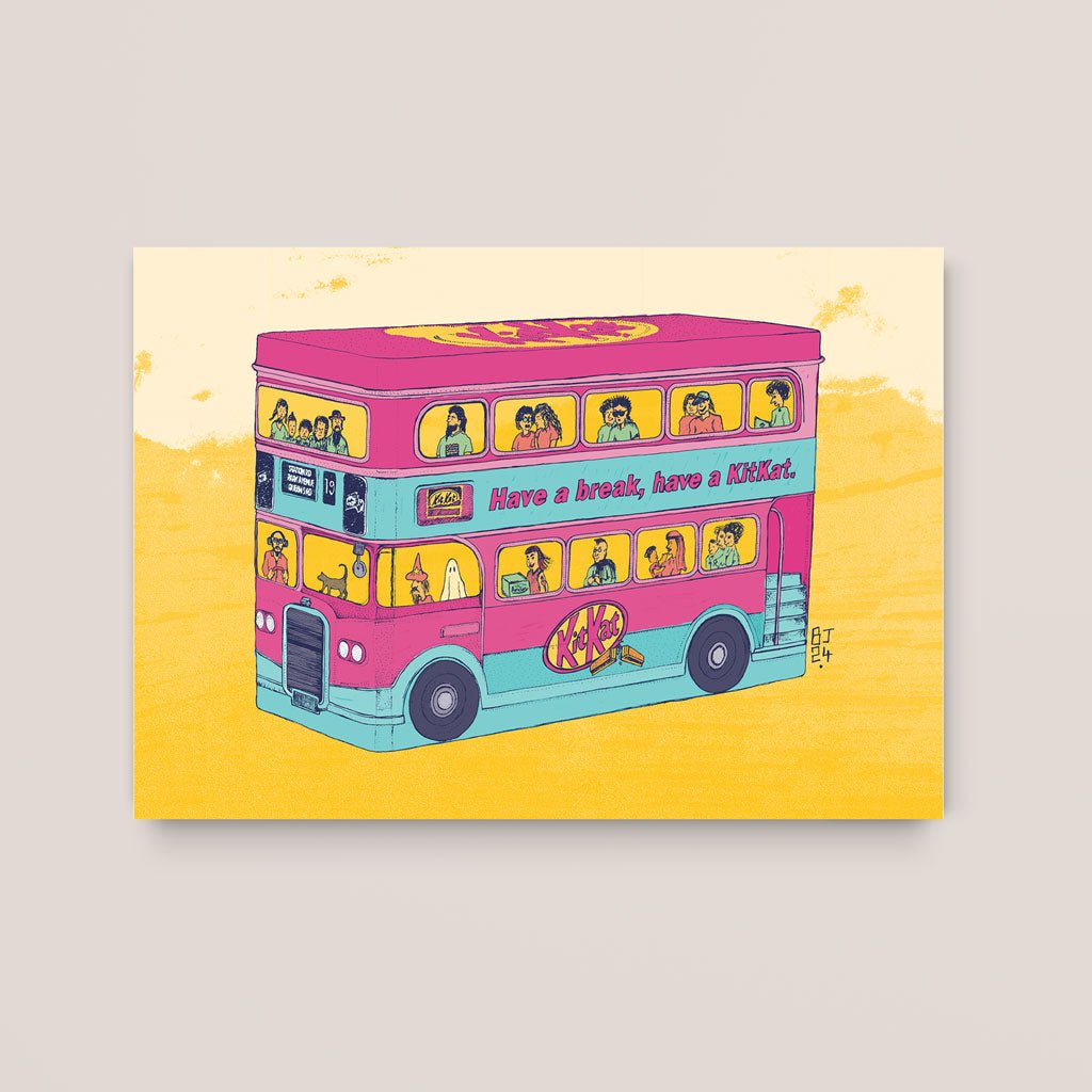 Kit - Kat Bus – Colourful Art Print - Bejojoart