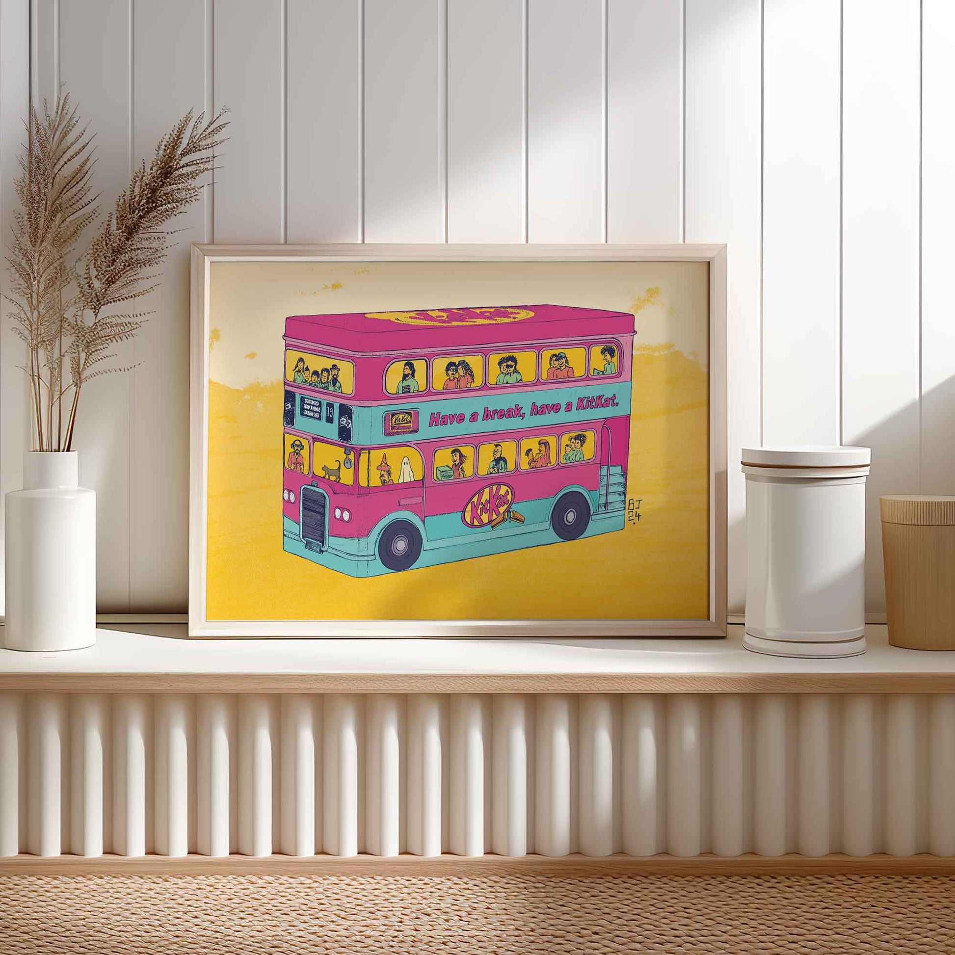 Kit - Kat Bus – Colourful Art Print - Bejojoart