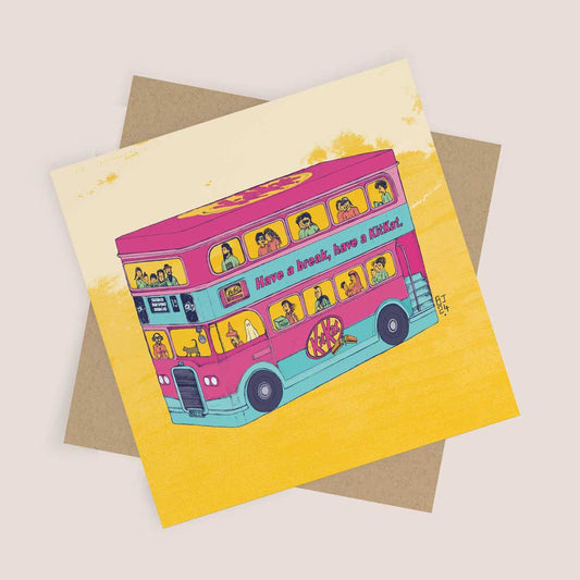 Kit Kat Bus Pop Art Greeting Card - Bejojoart