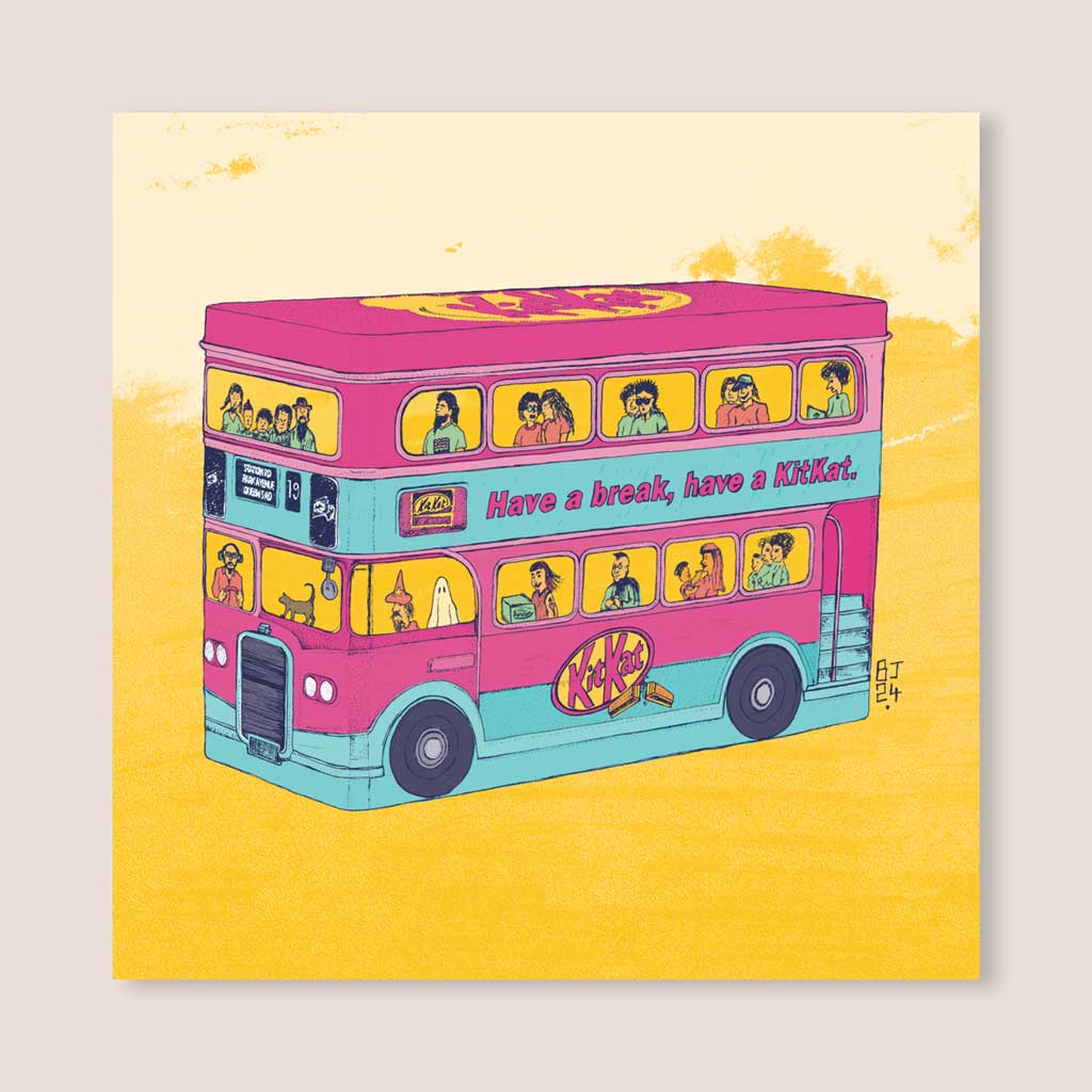 Kit Kat Bus Pop Art Greeting Card - Bejojoart