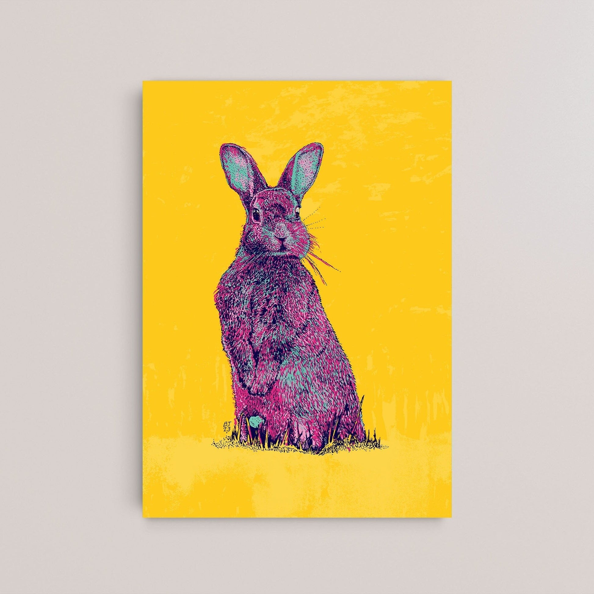 Pink Cute Bunny - Bejojoart
