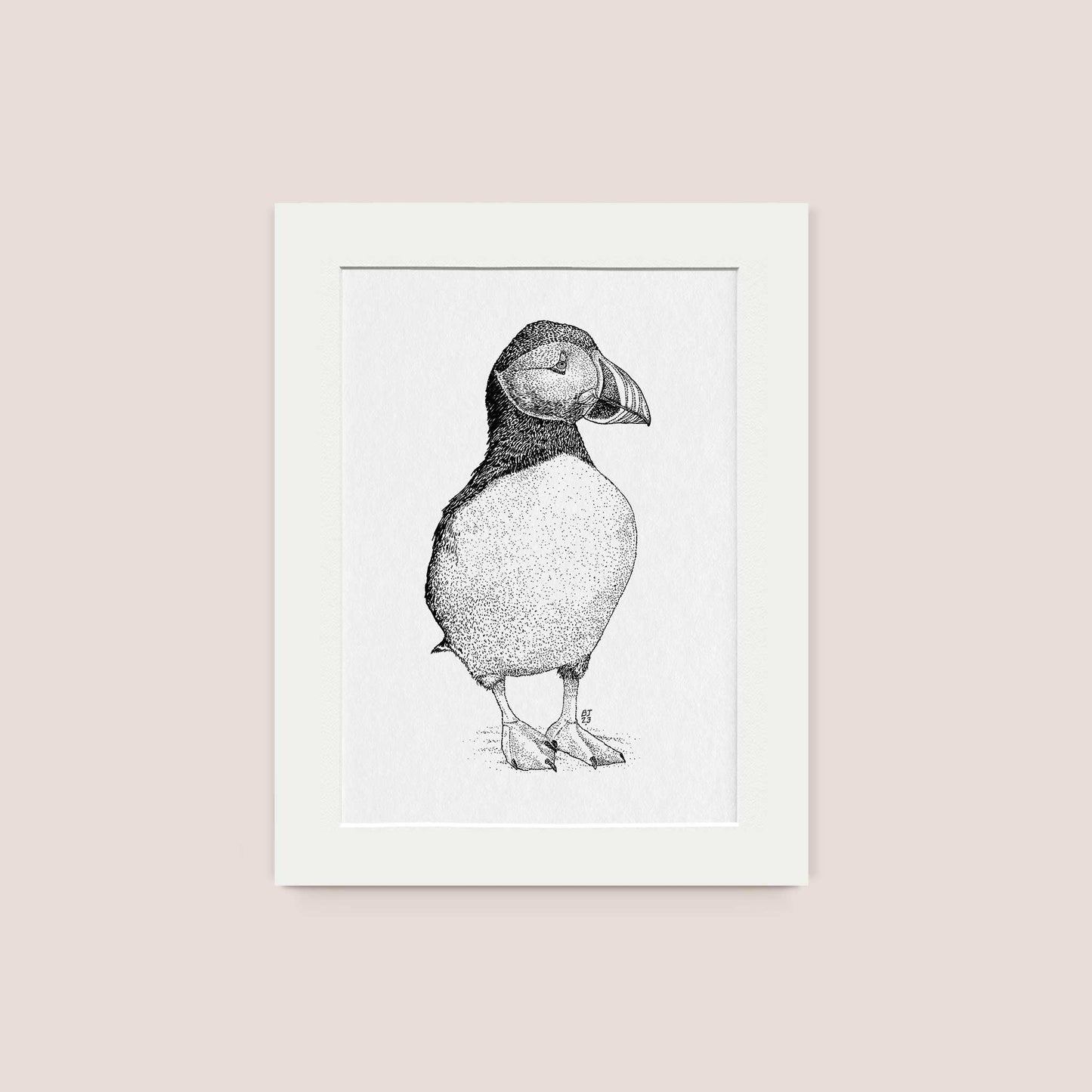 Puffin Black & White print - Bejojoart