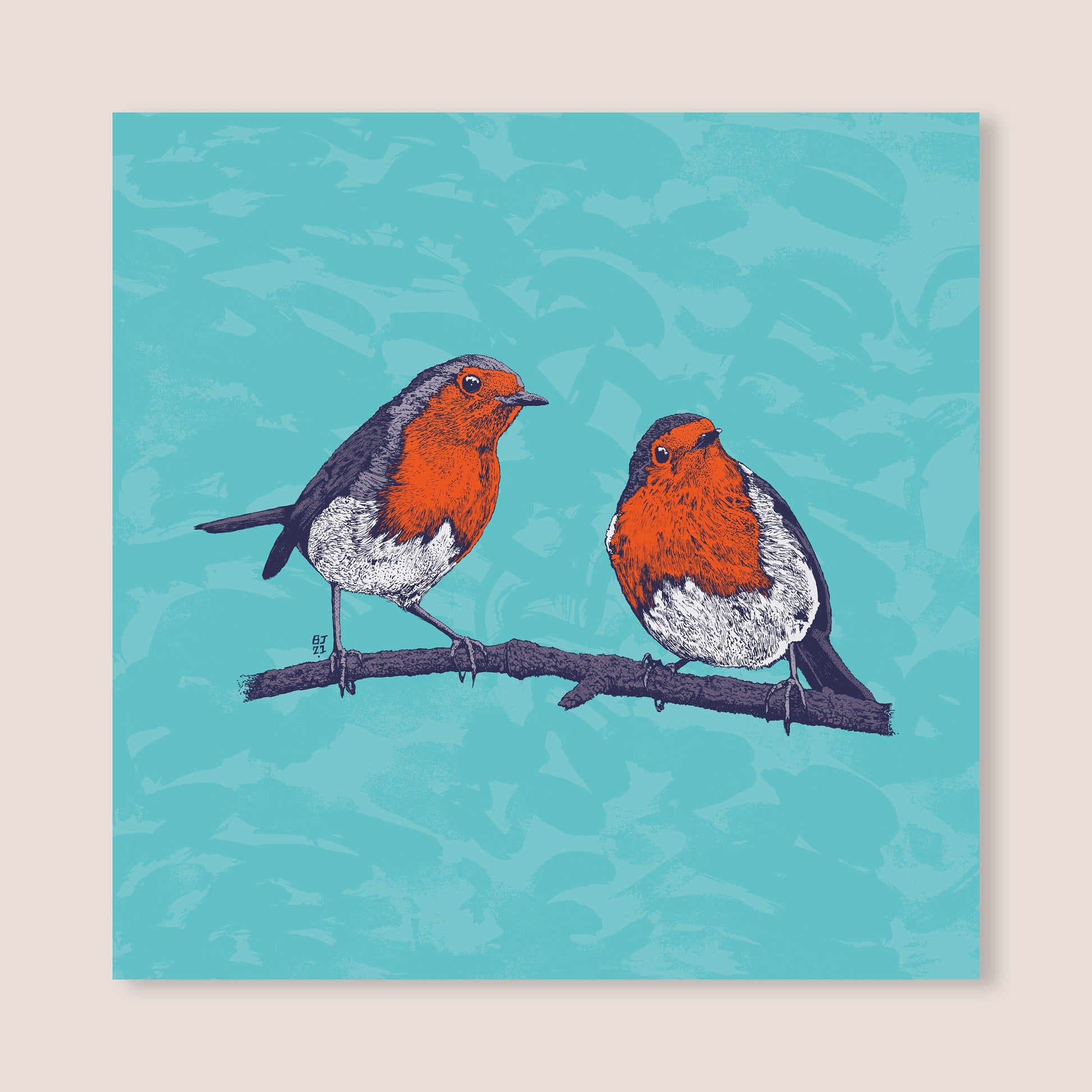 Robins Greetings Card - Bejojoart