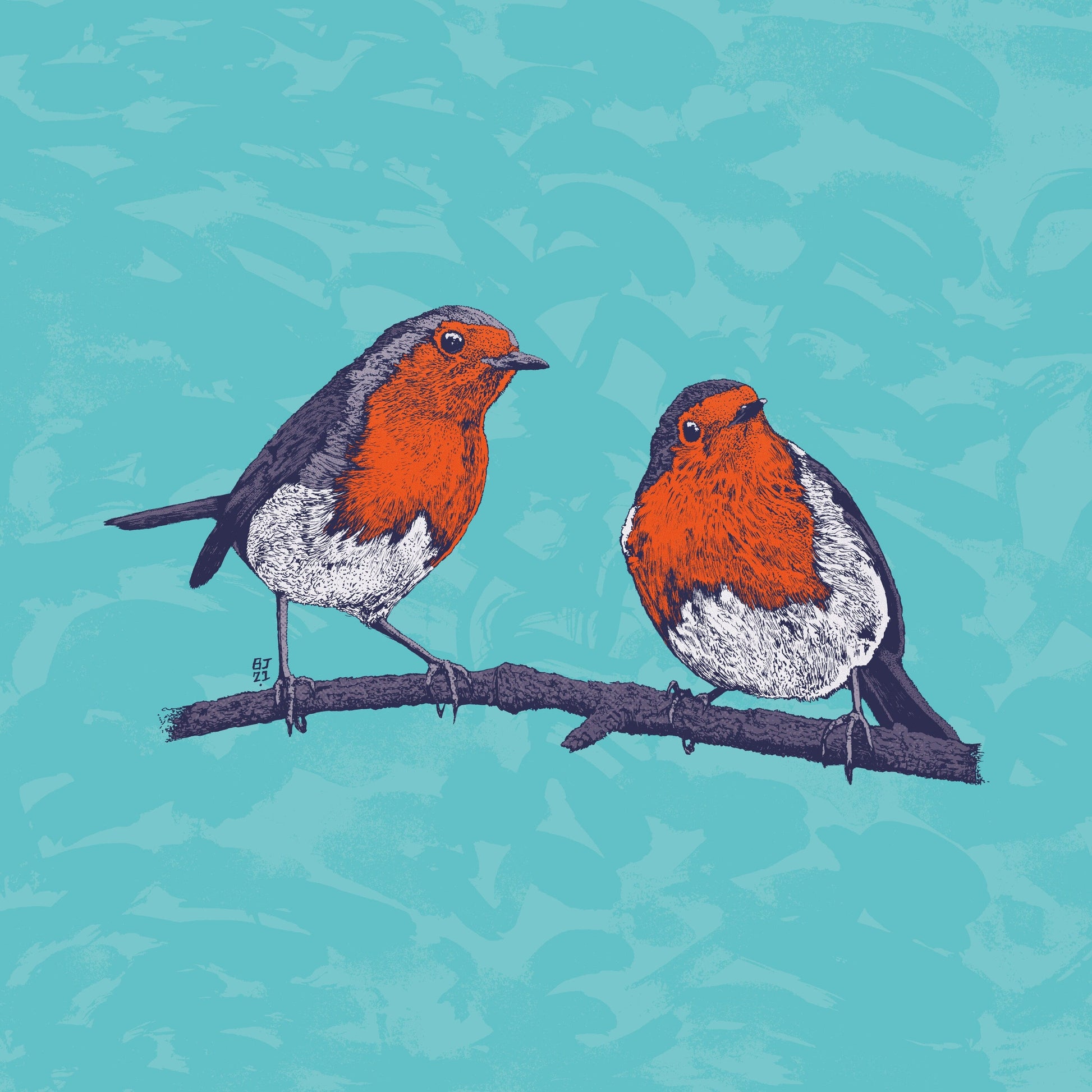 Robins Greetings Card - Bejojoart