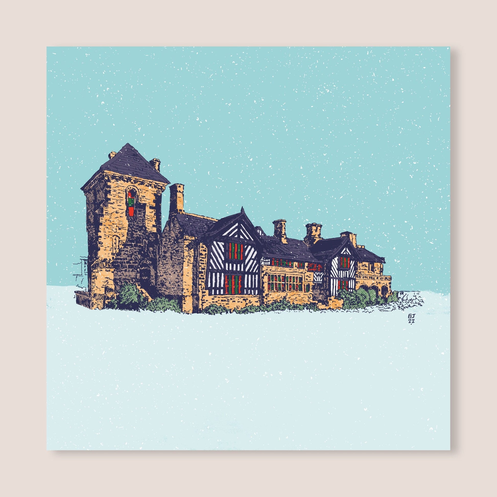Shibden Hall Christmas Card - Bejojoart